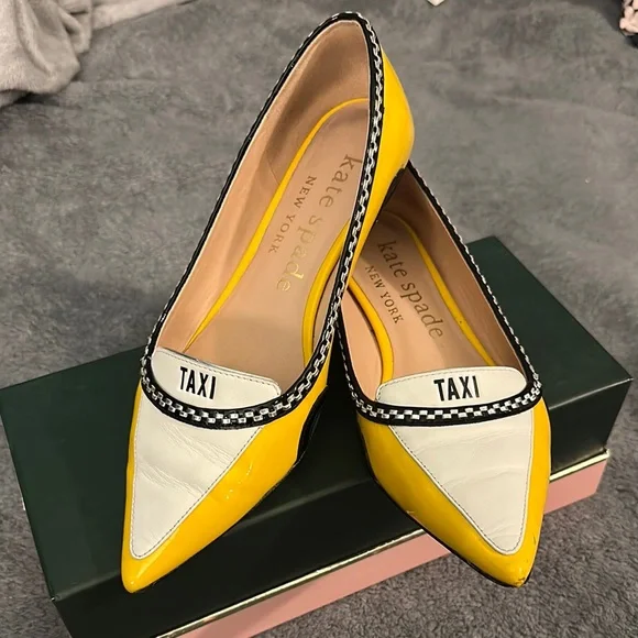 Kate Spade Taxi Yellow and White Flats - Picture 2 of 9